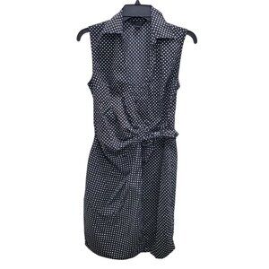 Express Y2K Black White Polka Dot Retro Rockabilly Pinup Sleeveless Wrap Dress 8